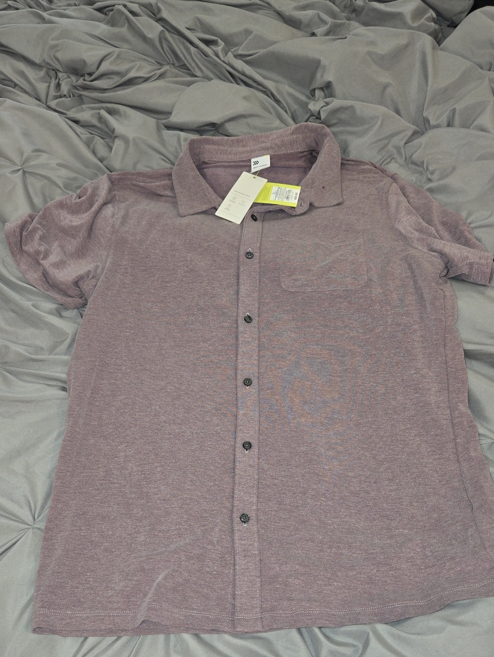 all in motion Mauve Heathered Short-Sleeve Button-Down Shirt